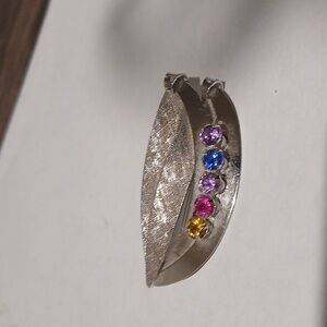 Jerome Fleischer Sterling Silver With Multi Colors Brooch 1950s